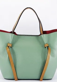 Geanta verde menta din piele naturala cu borseta detasabila 1782 132 imagine