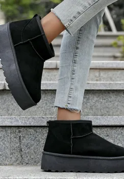 Ghete negre cu talpa groasa 333-78 116 imagine