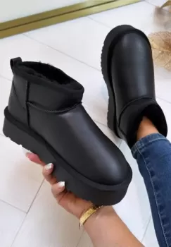 Ghete negre din piele naturala W5828-1 118 imagine