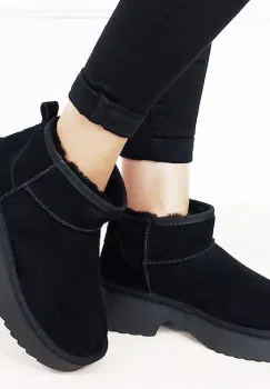 Ghete negre din piele naturala W5878 114 imagine