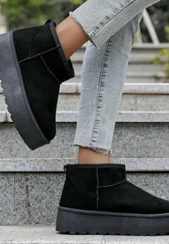 Ghete negre imblanite cu talpa groasa LT33-43 112 imagine