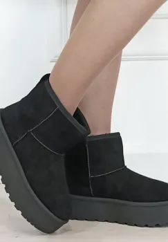 Ghete negre imblanite cu talpa groasa LT33-45 111 imagine