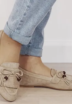 Mocasini bej de tip loafers DXJ1530 02 imagine