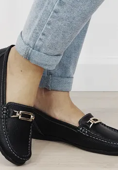 Mocasini negri de tip loafers din piele naturala 0511 01 imagine