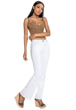 Pantaloni albi Evazati Nina Carter J230-2 M7 imagine