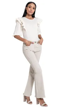 Pantaloni crem Evazati Nina Carter J230-25 M7 imagine