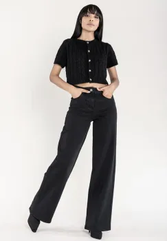 Pantaloni negri Evazati Nina Carter J251-1 M9 imagine