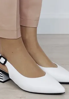 Pantofi albi comozi din piele naturala BY6888-2 02 imagine