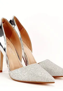 PANTOFI ARGINTII DECUPATI MEGAN 04 imagine