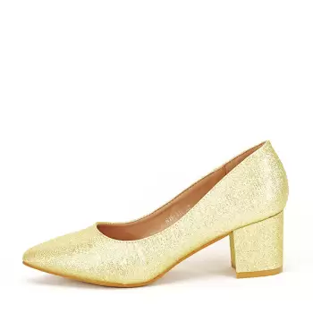 Pantofi aurii cu toc gros Aura 04 imagine