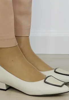 Pantofi bej deschis comozi din piele naturala BY6921-2 03 imagine