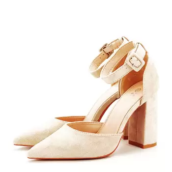 Pantofi nude cu toc gros BLQ6212 03 imagine