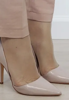 Pantofi nude de lac decupati BLJY1835 03 imagine