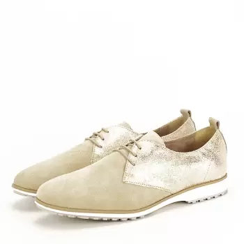 Pantofi oxford din piele naturala bej Selena 01 imagine