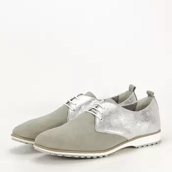 Pantofi oxford din piele naturala gri argintiu Selena 01 imagine