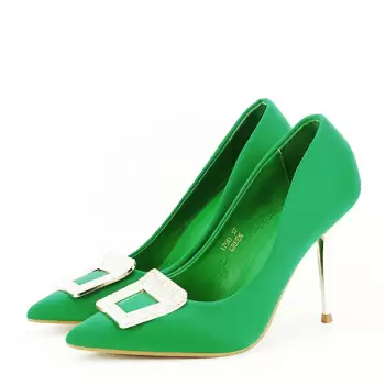 Pantofi verzi cu brosa 1700 imagine