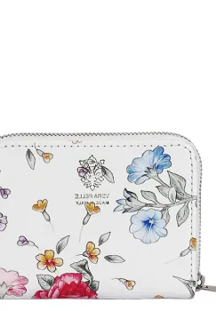 Portofel mic alb cu imprimeu floral din piele naturala 8912 07 imagine