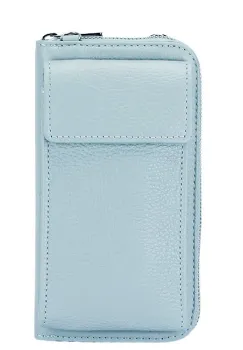 Portofel si port telefon din piele naturala 8971 07 Albastru imagine