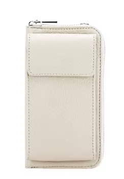 Portofel si port telefon din piele naturala 8971 07 Crem imagine