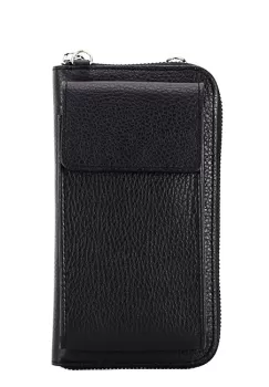 Portofel si port telefon negru din piele naturala 8971 07 imagine