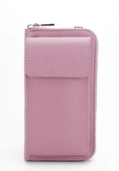 Portofel si port telefon roz plamaniu din piele naturala 8971 07 imagine