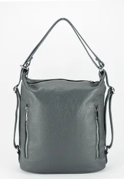 Rucsac gri din piele naturala 2 in 1 Lucia 121 imagine