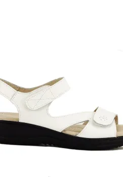 Sandale albe din piele naturala Sara 129 imagine