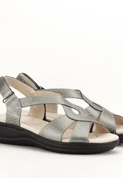 Sandale gri metalizat din piele naturala Mabel 127 imagine