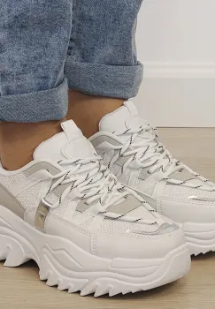 Sneakers albi cu talpa groasa DKB9201 M4 imagine