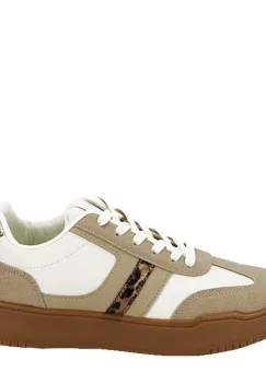 Sneakers bej alb cu talpa groasa 8921 M2 imagine