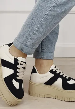 Sneakers bej negru cu platforma 8979 M3 imagine