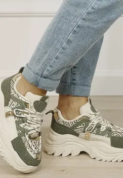 Sneakers bej verde cu talpa groasa DKB9201 M4 imagine