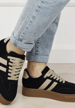 Sneakers negri cu talpa groasa 9059 M2 imagine