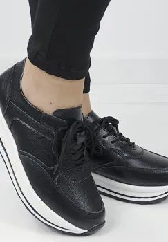 Sneakers negri din piele naturala 5091 M6 imagine