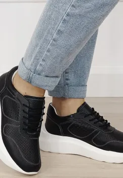 Sneakers negri piele naturala Veronica M4 imagine