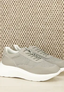 Sneakers piele naturala Aniela gri M5 imagine