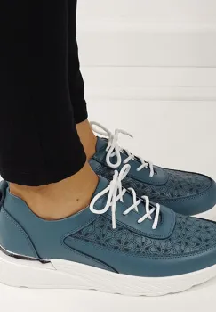 Sneakersi albastri din piele naturala 5108 M7 imagine