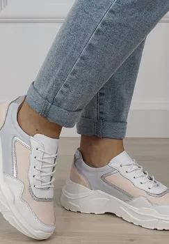 Sneakersi albi din piele naturala 5092 M2 imagine