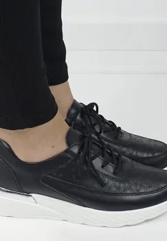 Sneakersi negri din piele naturala 5108 M7 imagine