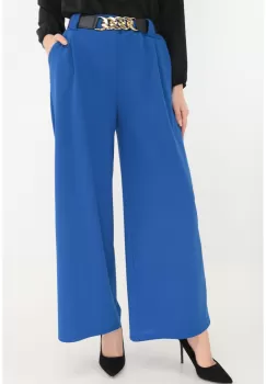 Pantaloni lejeri albastri cu o curea elastica in talie imagine