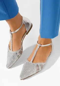 Balerini cu varf ascutit Paisley argintii imagine