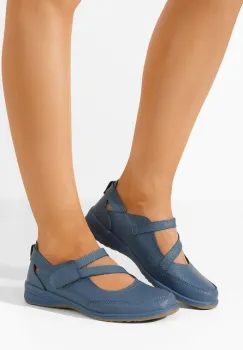 Balerini piele Catherina albastri imagine