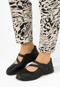 Balerini piele Catherina V2 negri imagine