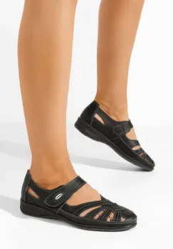 Balerini piele negri Parina imagine