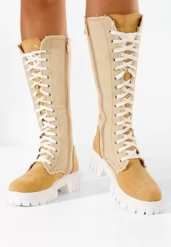 Bocanci inalti dama bej Fomitena imagine