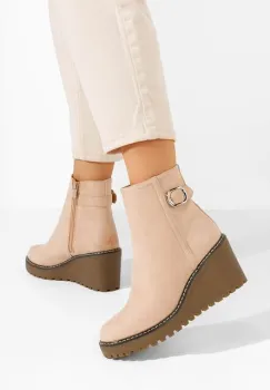 Botine cu platforma Chetana bej imagine