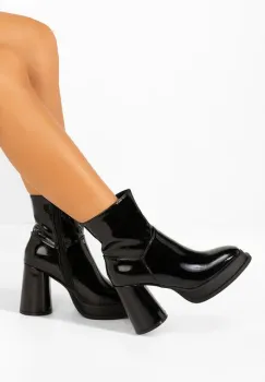 Botine cu toc gros Amiela negre imagine