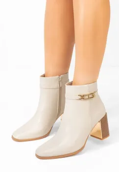 Botine cu toc gros Arletta bej imagine