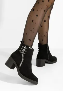 Botine cu toc gros Arnetta negre imagine