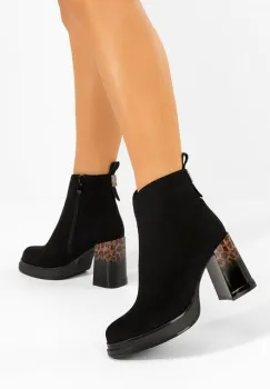 Botine cu toc gros Astonia negre imagine